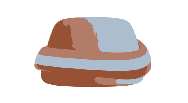 Brown Leather Baseball Cap with White Brim.