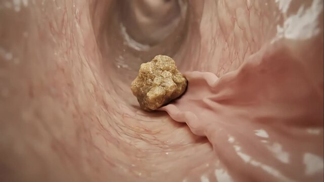 Body Stones of the human internal duct, showing a solitary calculus slowly progressing along the pathway.