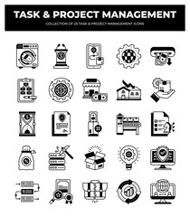 Fototapeta premium Project & Task Management Icons: Streamline your workflow
