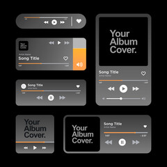 Music Player User Interface with album cover. Audio Media Player Widget with Buttons and Song Duration Bar. Modern UI Design Element for Music App Design. Vector illustration