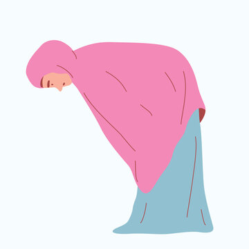 Illustration of an Muslimah Shalat rukuk