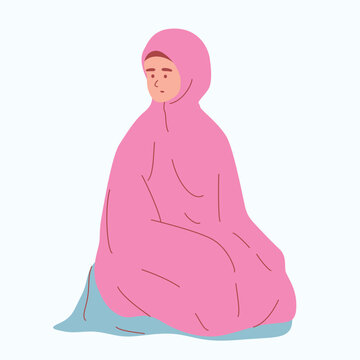 Illustration of an Muslimah Shalat salam