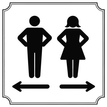A sign indicating separate restrooms for men and women