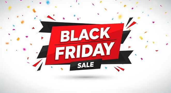 Black friday sale advertisement with confetti background