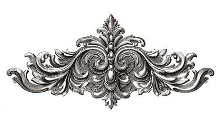 Fototapeta premium Victorian decorative floral arabesque ornament with intricate silver detailing
