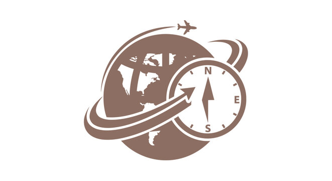 Travel and Navigation - Compass and Globe Symbolizing Global Exploration.