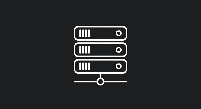Modern Server Rack Icon Depicting Data Storage and Processing.