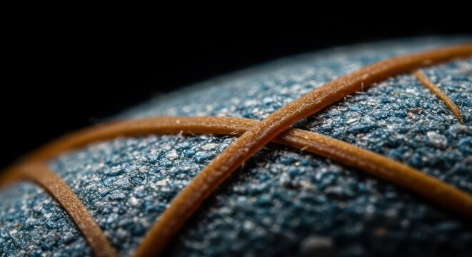 Extreme macro view of sustainable shoe upper material, showing the rough surface of recycled plastic bottles and integrated rubber fibers, composite, innovation, plastic