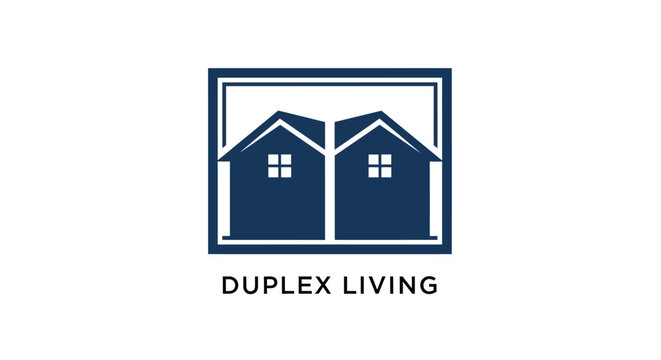 Duplex house logo with two homes.