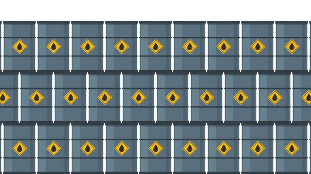 Stacks of Oil barrels on white background
