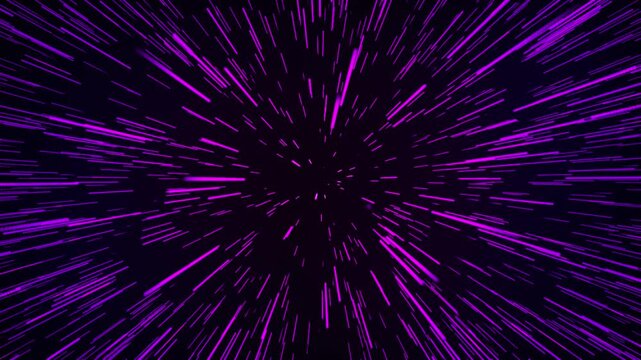 Abstract representation of light speed travel or hyperspace jump with radiating lines on a dark background.