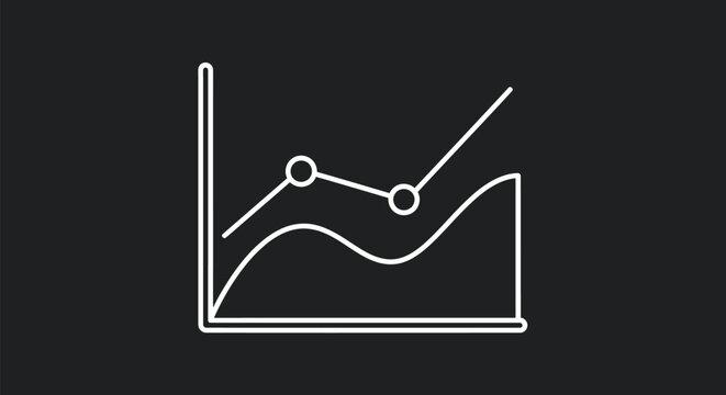 Simple White Line Chart Depicting Business Growth and Statistics.