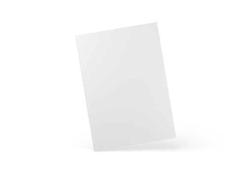 Floating white book on transparent background. Isolated blank book cover mockup 3D rendering