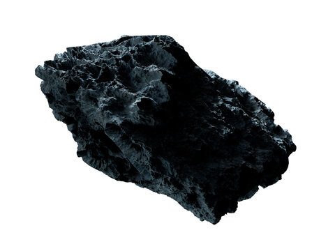 Asteroid isolated on transparent background. Cut out Meteorite 3D rendering