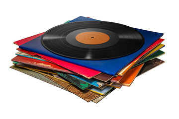 Fototapeta premium 積み重なった中古のアナログレコード