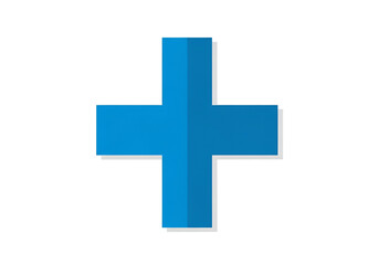 Fototapeta premium Blue plus sign symbol on a plain background