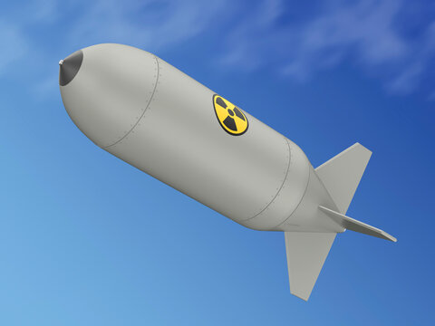 Nuclear bomb falling from the sky