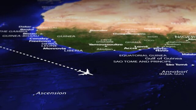 Flight From New York USA to Gaborone BOTSWANA with flag pins