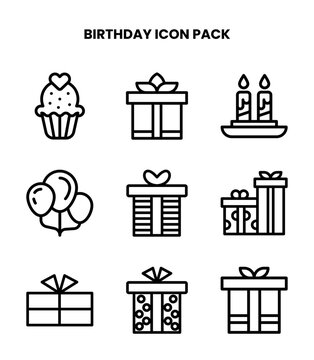 Birthday Line Graphics Icons Pack
