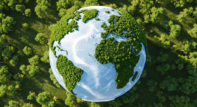 Celebrating world environment day earth day a lush green earth view from space environmental protection
