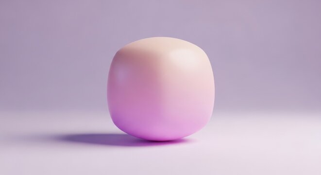 Soft Pink Cube with Gradient Lighting on a Minimalistic Background