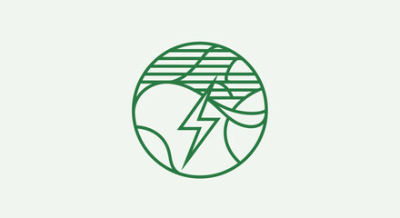 A green illustration of a globe with a lightning bolt striking it. © Byone