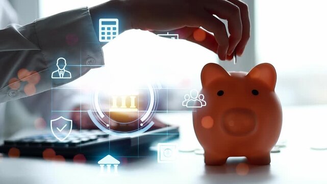 Saving money with digital tools for financial planning and budgeting in a modern workspace setting.