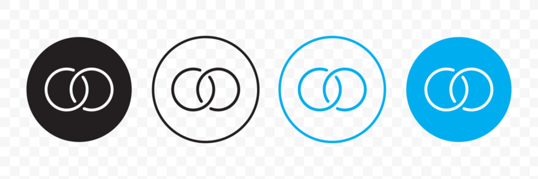 Link icon set. Internet URL or webpage url link icons. Chain, web address, internet shortcut, browser, external link, hyperlink navigation, webpage connection. Editable stroke.