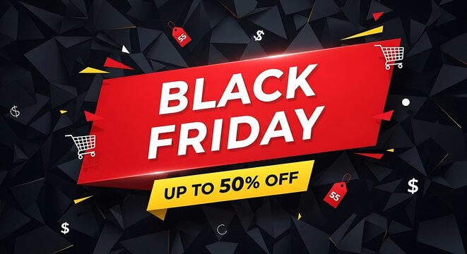 Black friday sale advertisement up to 50 off limited time offer