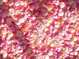 Obraz premium A gentle cascade of pastel petals, symbolizing heartfelt thanks, viewed from the heavens, muted, gentle