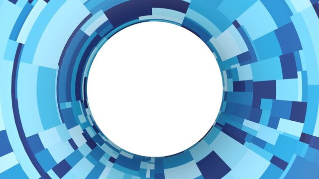 Blue pixelated tunnel spirals forward with smooth motion