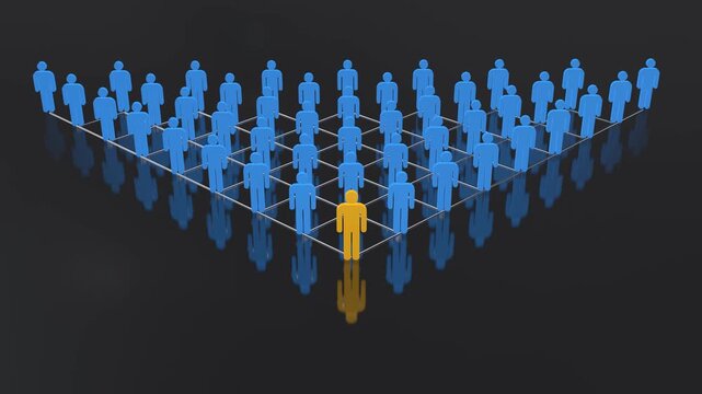 One figure stands out among a crowd of identical peers
