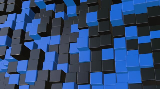 Abstract cubes shift in a dynamic, digital pattern
