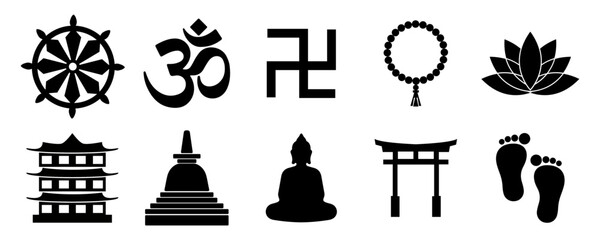 Naklejka premium Eastern Religion and Culture Icons