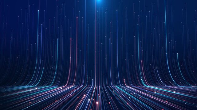Abstract technology background featuring lines of light moving upwards energy, progression, digital atmosphere. for title sequences event screens. digital infrastructure future technology connections.