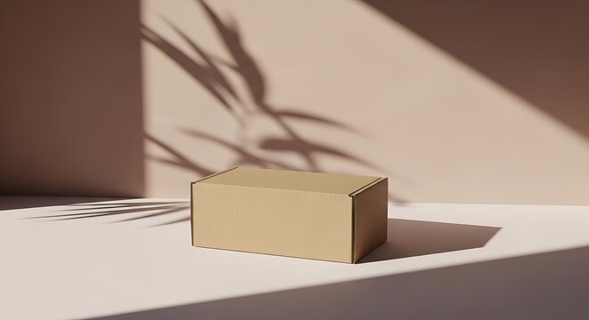 Title minimalist cardboard box still life with dramatic shadow play description a simple cardboard box sits on a surface