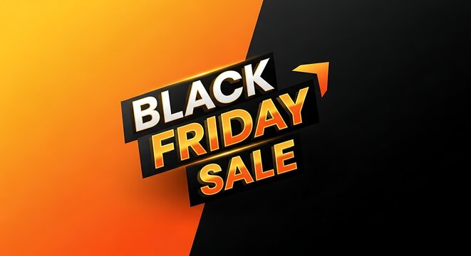 Black friday sale advertisement bold text on vibrant orange and black background