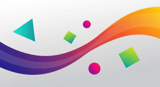 Modern Abstract Design with Colorful Geometric Shapes and Swirls