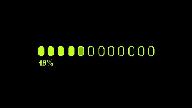 8-Bit Pixel Loading Bar Animation with Percentage, Retro Progress Indicator for UI Interface Seamless Loop 4K