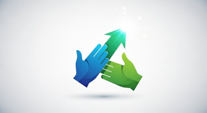 Hands Reaching for Growth and Success Symbol Vector Illustration