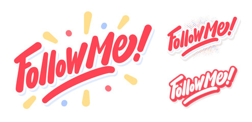 Follow Me Typography Sticker Text Set
