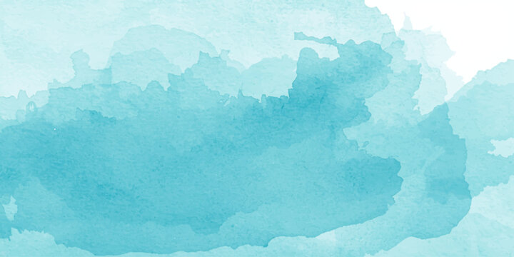 An abstract blue watercolor painting features a vintage grunge paper texture with light cloud patterns and a nature-inspired design resembling a summer sky or water map illustration