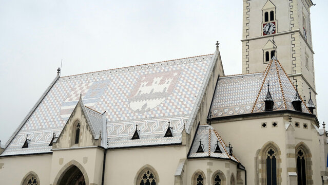Zagreb, Croatia. The Church of St. Mark is the parish church of old Zagreb, Croatia, located in St. Mark's Square.