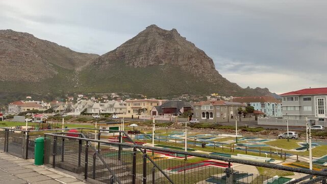 MuIzenberg Mountains as seen from the beach, seeing the Boyes Drive. Cape Town, South Africa.