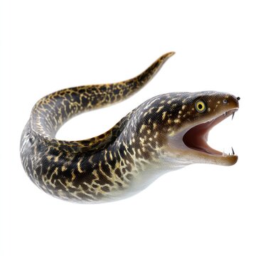 Realistic 3D Render of Curving Moray Eel in Ocean