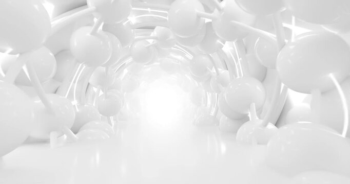 Abstract White Futuristic Tunnel with Glowing Light looping animation