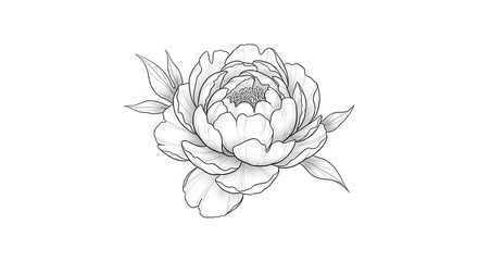 Obraz premium The detailed illustration shows a large flower with leaves.