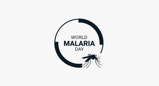 World Malaria Day logo with mosquito and globe icon on an isolated white background