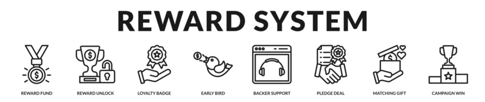 A results-driven banner showcasing incentive systems, rewards, and supporter engagement mechanisms in Lineal Icon Style