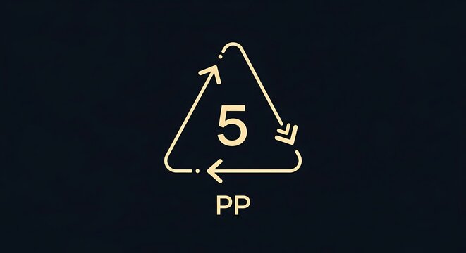 Recycling symbol for polypropylene plastic material with number 5 and pp
